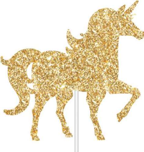 Unicorn Cake Topper - Gold Glitter - Click Image to Close